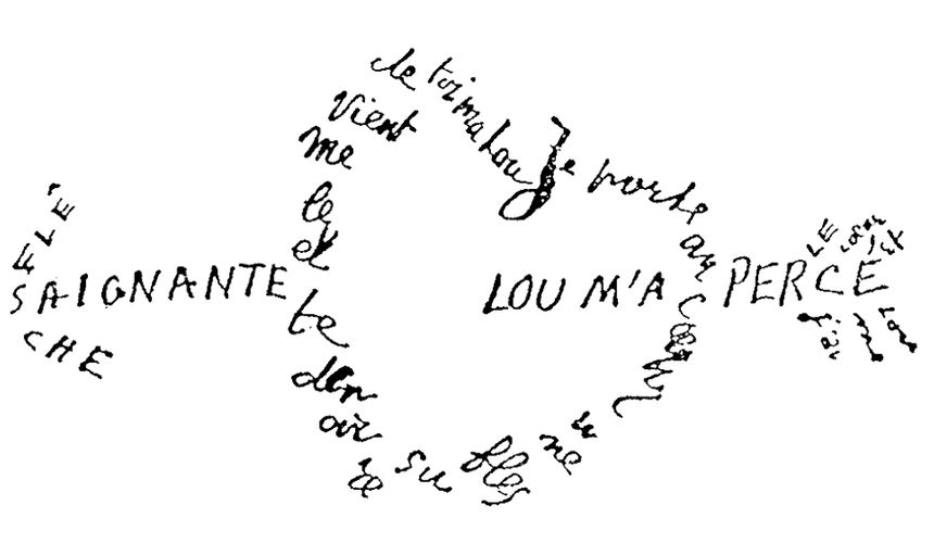 Calligramme d'Apollinaire: Saignante flèche