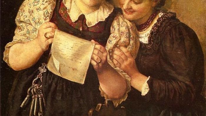 La lettre / Franz von Defregger / Collection privée