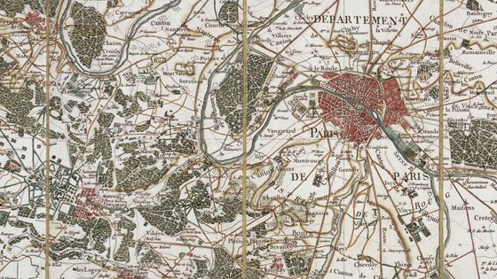 Feuille de Paris de la carte Cassini - Département des cartes et plans de la BNF