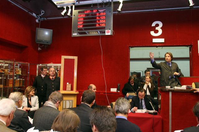 Une salle des ventes à l'Hôtel Drouot
