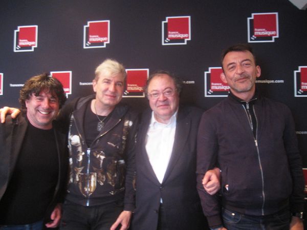 Pierre Charvet, Jean-Yves Thibaudet, Frédéric Lodéon et Marc Voinchet, France Musique, Carrefour de Lodéon le 18 avril 2016 © DR