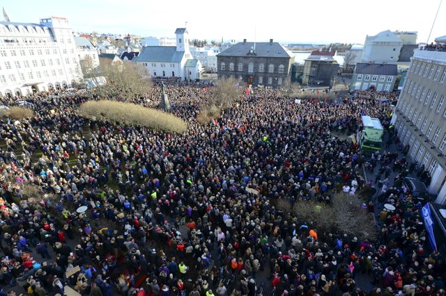 Manifestation le 6 avril 2016 a Reykjavik, Islande