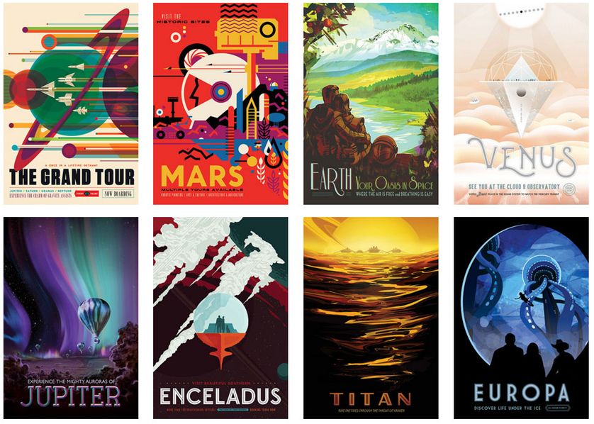 Les affiches du Jet Propulsion Laboratory de la NASA.