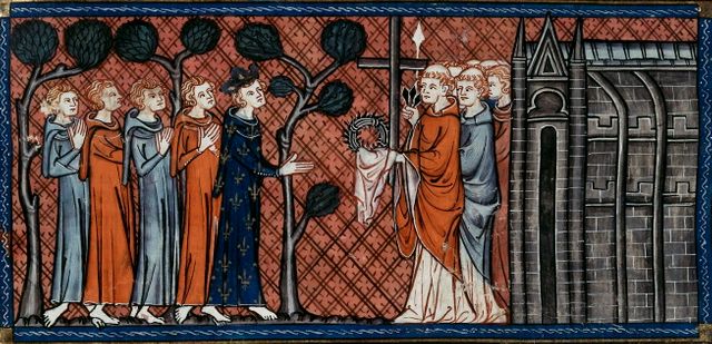 Louis IX recevant les Saintes Reliques - Chroniques de Saint-Denis - XIVème siècle