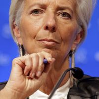 Christine Lagarde, à Washington, conférence de presse du FMI le 16 avril 2016