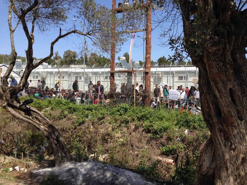 Réfugiés pakistanais dans le camp de Moria, à Lesbos, en avril 2016