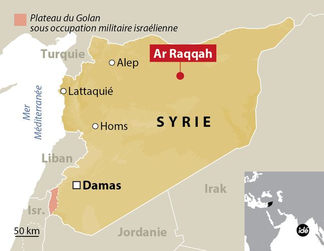 Raqqa en Syrie, carte