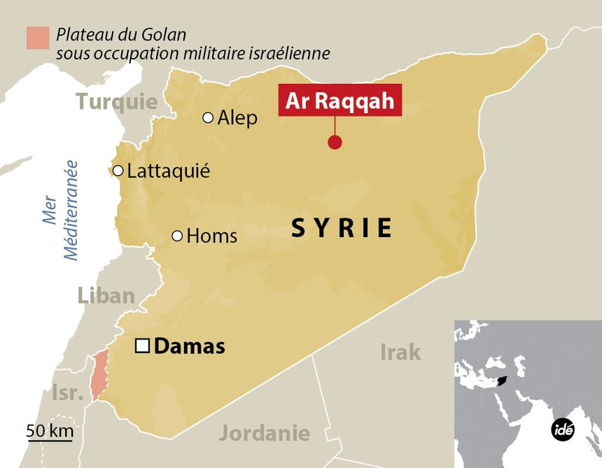 Raqqa en Syrie, carte
