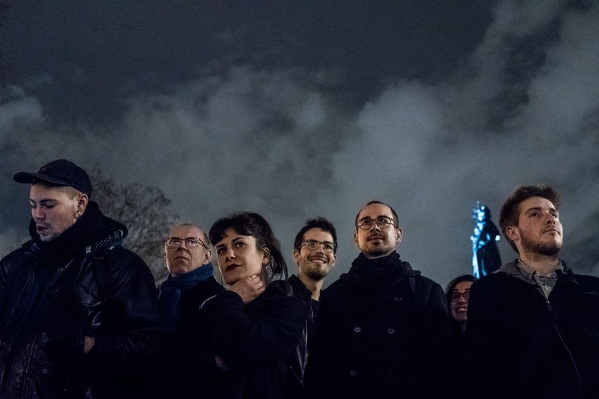 Mouvement "Nuit Debout", place de la République à Paris, 4 avril 2016.
