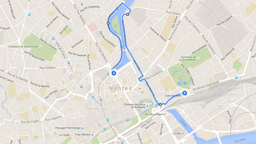 Parcours de la manifestation du 2 juin à Nantes