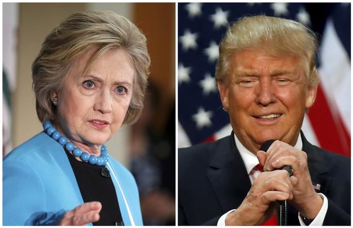 Hillary Clinton (g) et Donald Trump (d)