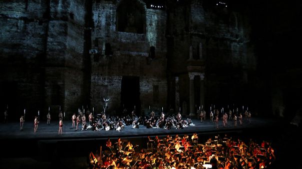 Une représentation de Nabucco de Verdi aux Chorégies d'Orange en 2014 ©PhotoPQR/LaProvence/Maxppp
