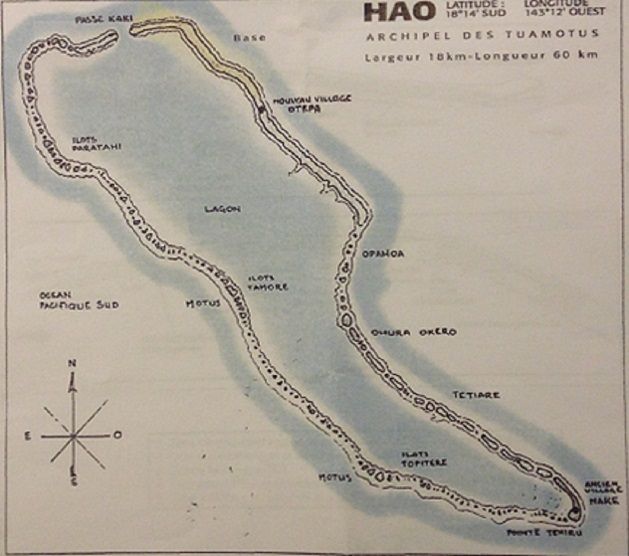 Plan des zones "chaudes" de Hao - Délégation pour le suivi des conséquences des essais nucléaires