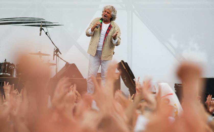 Beppe Grillo, leader du Mouvement cinq étoiles à Rome (mai 2014)