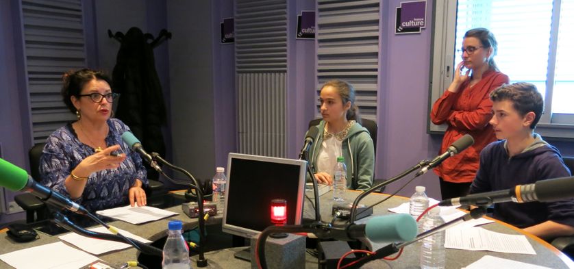 France Culture, studio 153... Aline Pailler, Lucie, Elodie & Elie (de g. à d.)