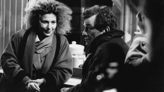 Solveig Dommartin et Peter Falk, tournage du film "Les ailes du désir", 1987. ©Sipa - Lehr