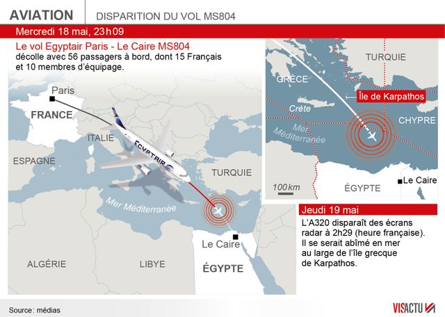 Le vol MS804 devait atteindre Le Caire vers 3h du matin