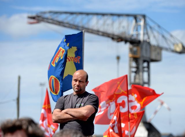 Manifestation intersyndicale sur le port de St-Nazaire le 19 mai 2016