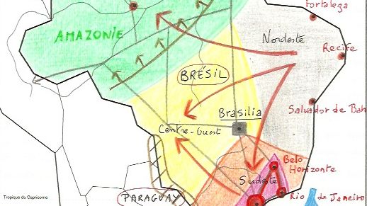 Croquis d'élèves, dynamiques territoriales du Brésil