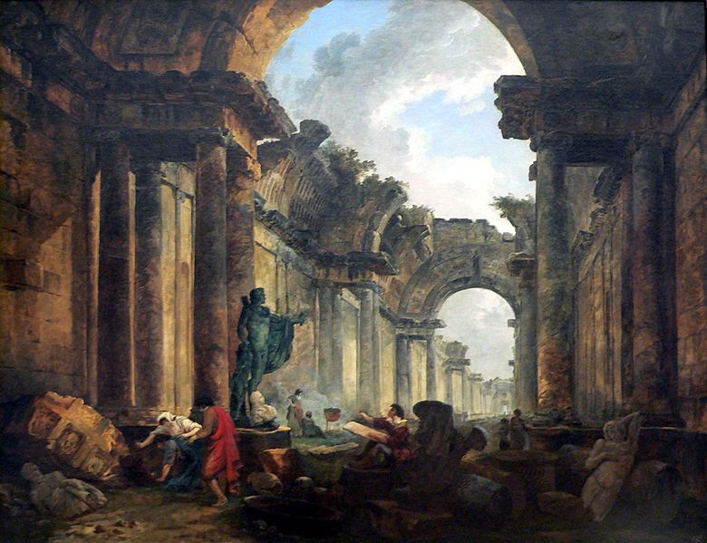 Vue imaginaire de la Grande Galerie du Louvre en ruines (1796)
