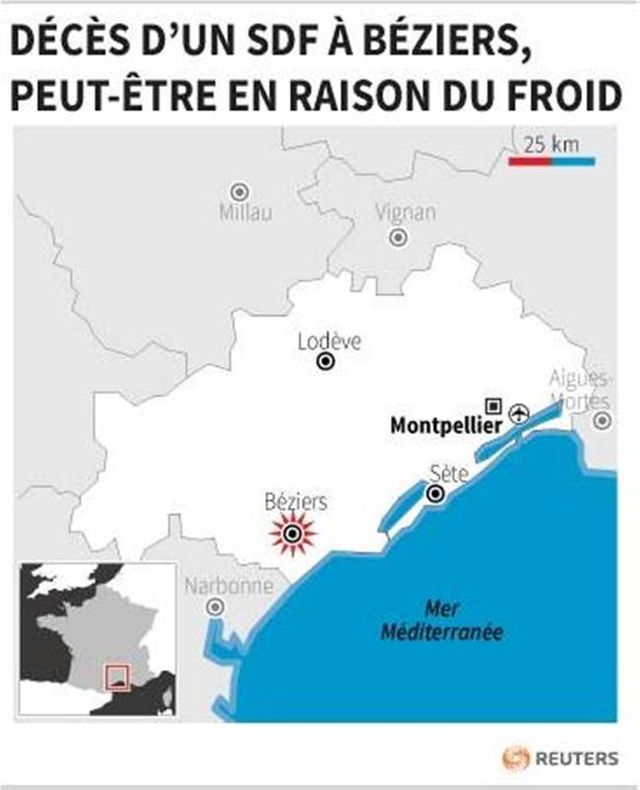 décès d’un sdf à béziers, peut-être en raison du froid
