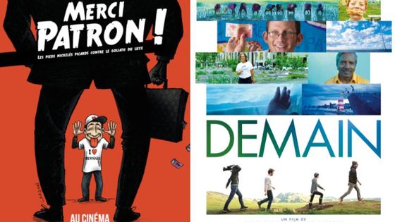 Affiches des films "Merci Patron !" et "Demain"