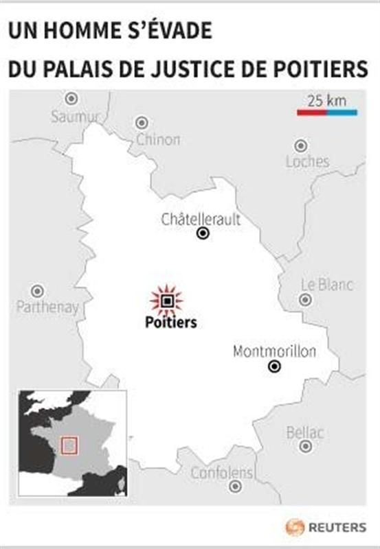 un homme s'évade du palais de justice de poitiers