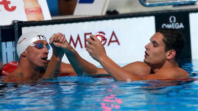 manaudou et bousquet en demies du 50 mètres nage libre