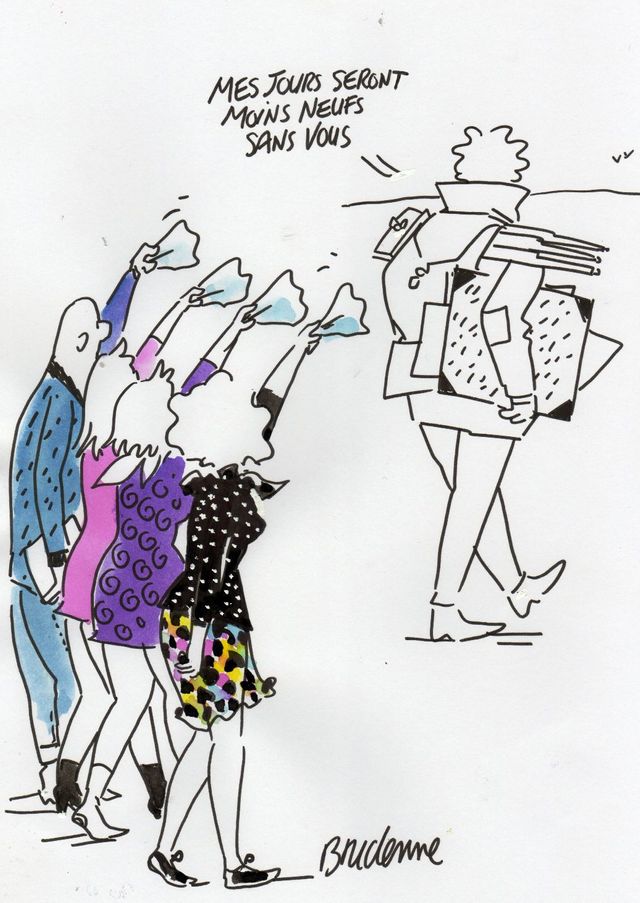 Bridenne est parti en voyage, en Amérique du Sud, pour une exposition de ses dessins. Il vous a laissé ce dessin en guise de mot d'excuse ! On le retrouve dans une semaine....