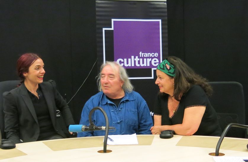 France Culture, studio 108... Chiara Mulas, Serge Pey & Aline Pailler (g. à d.)