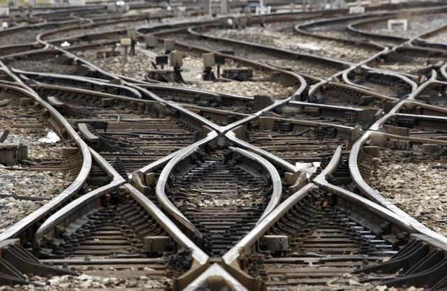 empty tracks are seen at marseille's railway station during a national strike