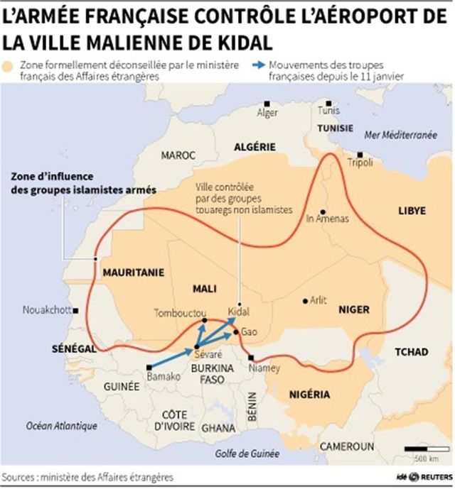 l’armée française contrôle l’aéroport de la ville malienne de kidal