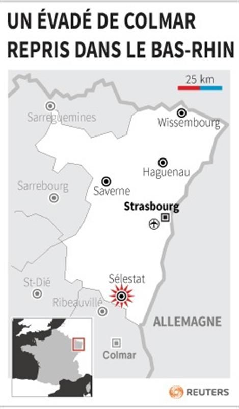 un évadé de colmar repris dans le bas-rhin