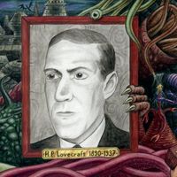 H.P. Lovecraft entouré des créatures du Myhte de Cthulhu