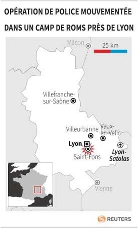 opération de police mouvementée dans un camp de roms près de lyon