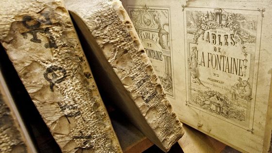 Pierre de lithographie des fables de La Fontaine ©Maxppp - Thierry Gachon / L'Alsace