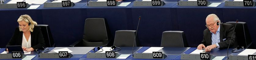 Marine et Jean-Marie Le Pen au Parlement européen, le 19 mai 2015