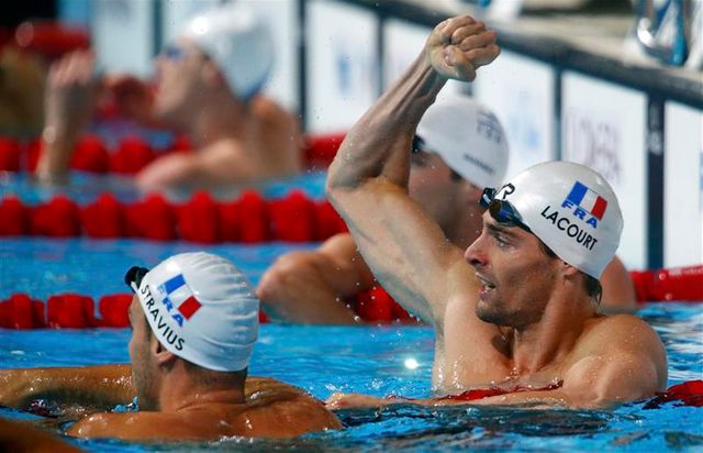 lacourt en or sur 50m dos, stravius en argent