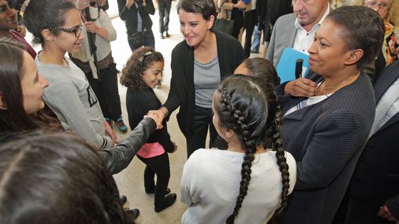 Najat Vallaud-Belkacem en visite dans un collège strasbourgeois ©Maxppp - Dominique Gutekunst