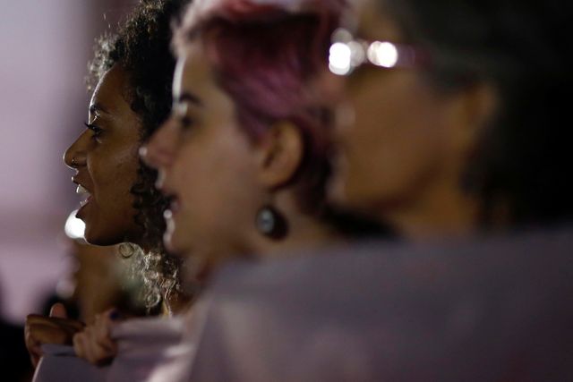 Manifestation contre les violences faites au femmes, à Rio de Janeiro, au Brésil. 27 mai 2016.
