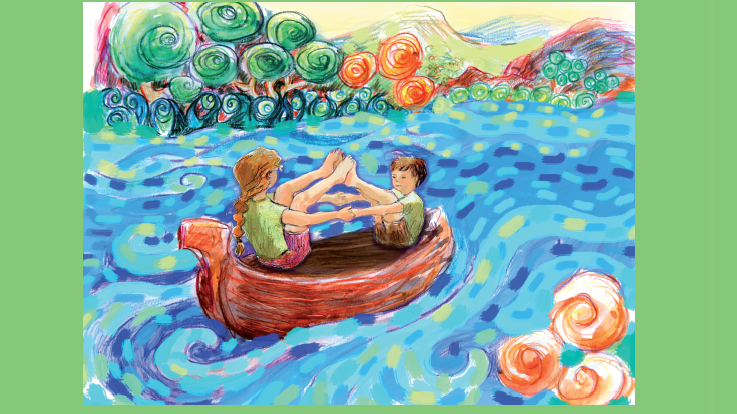 Des textes simples et des images pastel pour voyager en yoga