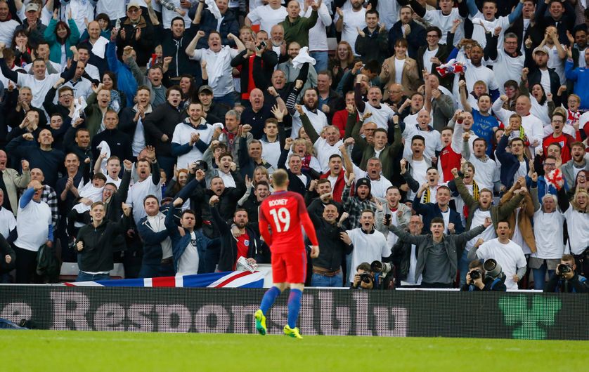 Wayne Rooney, joueur de l'équipe d'Angleterre, après un but
