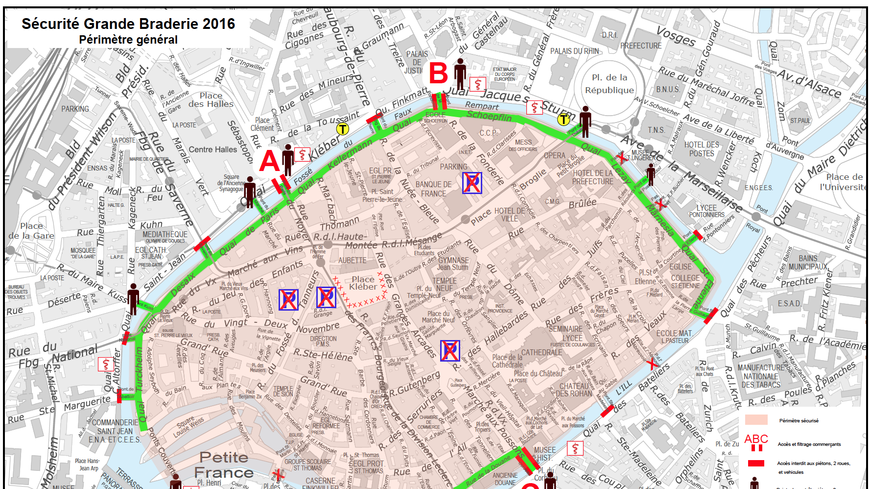 La carte de la grande braderie 2016 à Strasbourg
