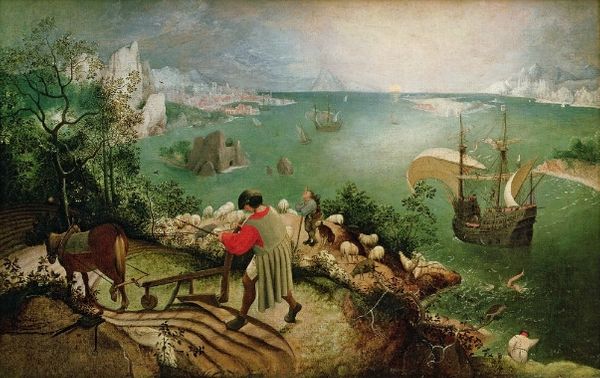 La chute d'Icare (détail), peinture de Peter Brueghel l'Ancien (1558)