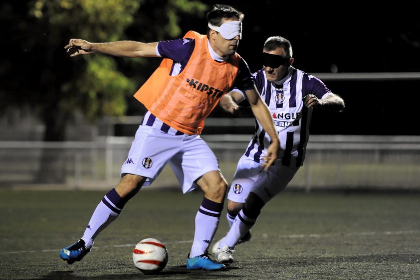 Entraînement du TFC cécifoot à Toulouse, en septembre 2014