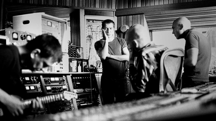 Miossec (au centre) en studio à Bruxelles en 2005.