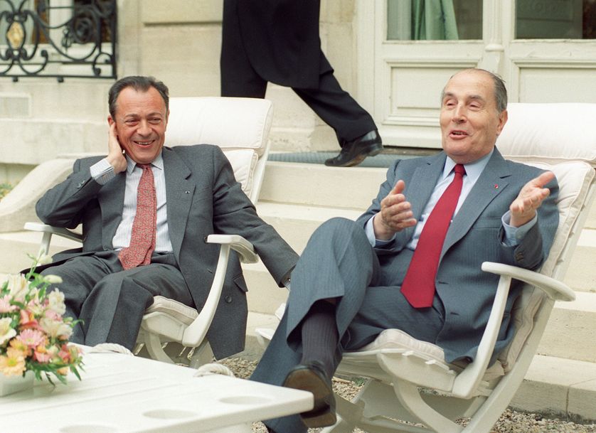 Michel Rocard avec François Mitterrand, le 1er mai 1990.