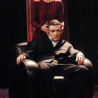 Alexandre Pavloff dans le rôle de Néron, le 16 janvier 2004 au Théâtre du Vieux-Colombier à Paris, lors d'un filage de la pièce de Racine, Britannicus, mise en scène par Brigitte Jacques-Wajeman.