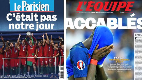 La défaite des Bleus en final de l'Euro 2016, dans la presse.