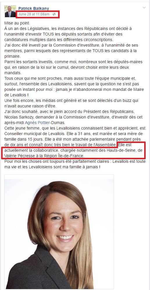 Page Facebook de Patrick Balkany